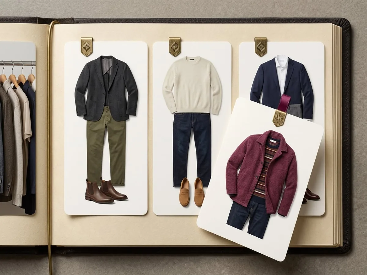 Several complete outfits organised as a library of saved looks