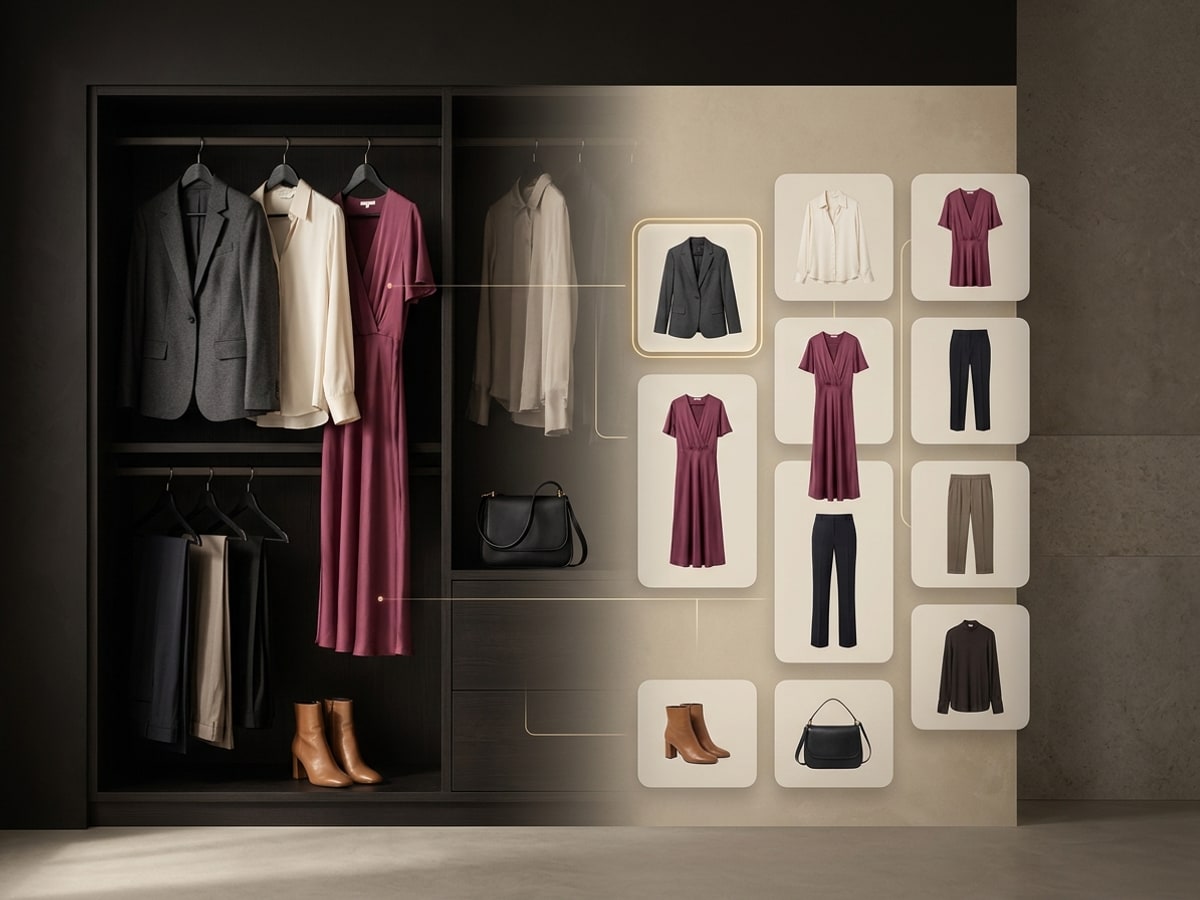 Modesona digital closet showing shoes and accessories