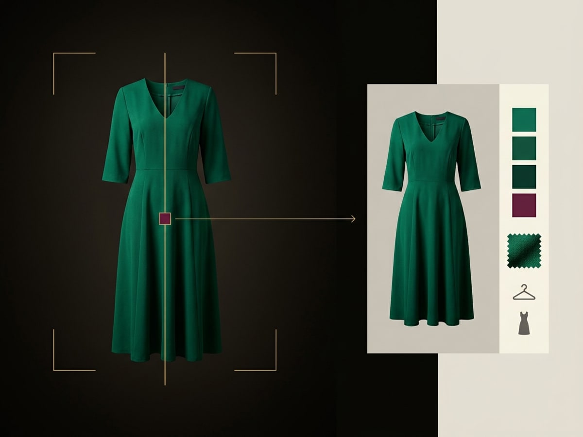 Modesona classifying a green dress from a photo