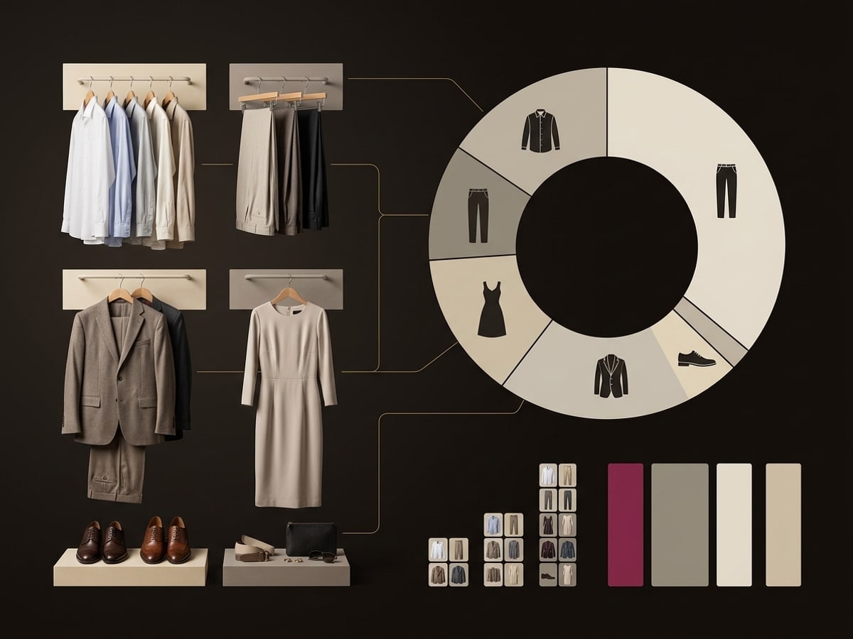 Clothes connected to a chart revealing wardrobe patterns