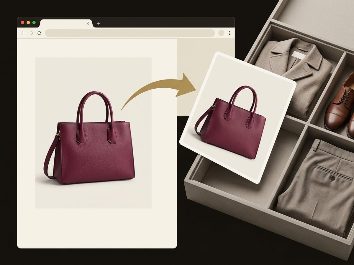 A product imported from a web store into an organized digital closet